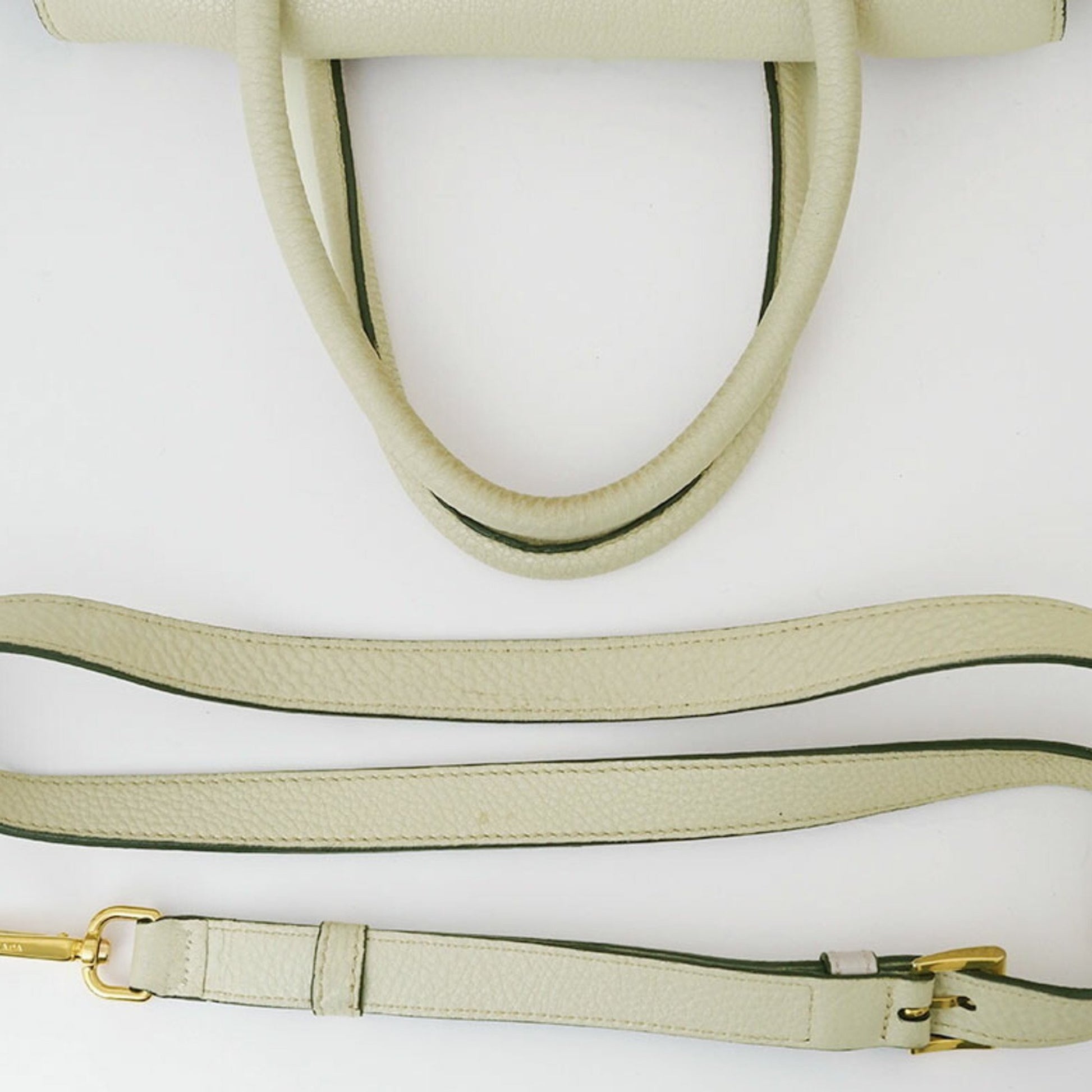Prada Vitello, Ecru, Leather, handbag