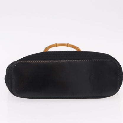 Gucci Vintage Bamboo Handle Canvas, Black, Canvas, Tote Bag