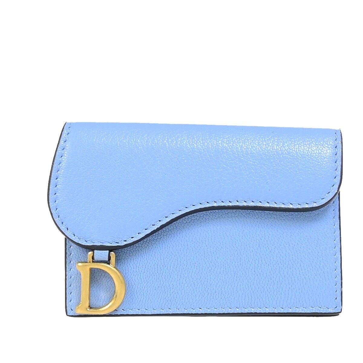 Christian Dior Dior Saddle Leather, Blue, Leather, Card Holder