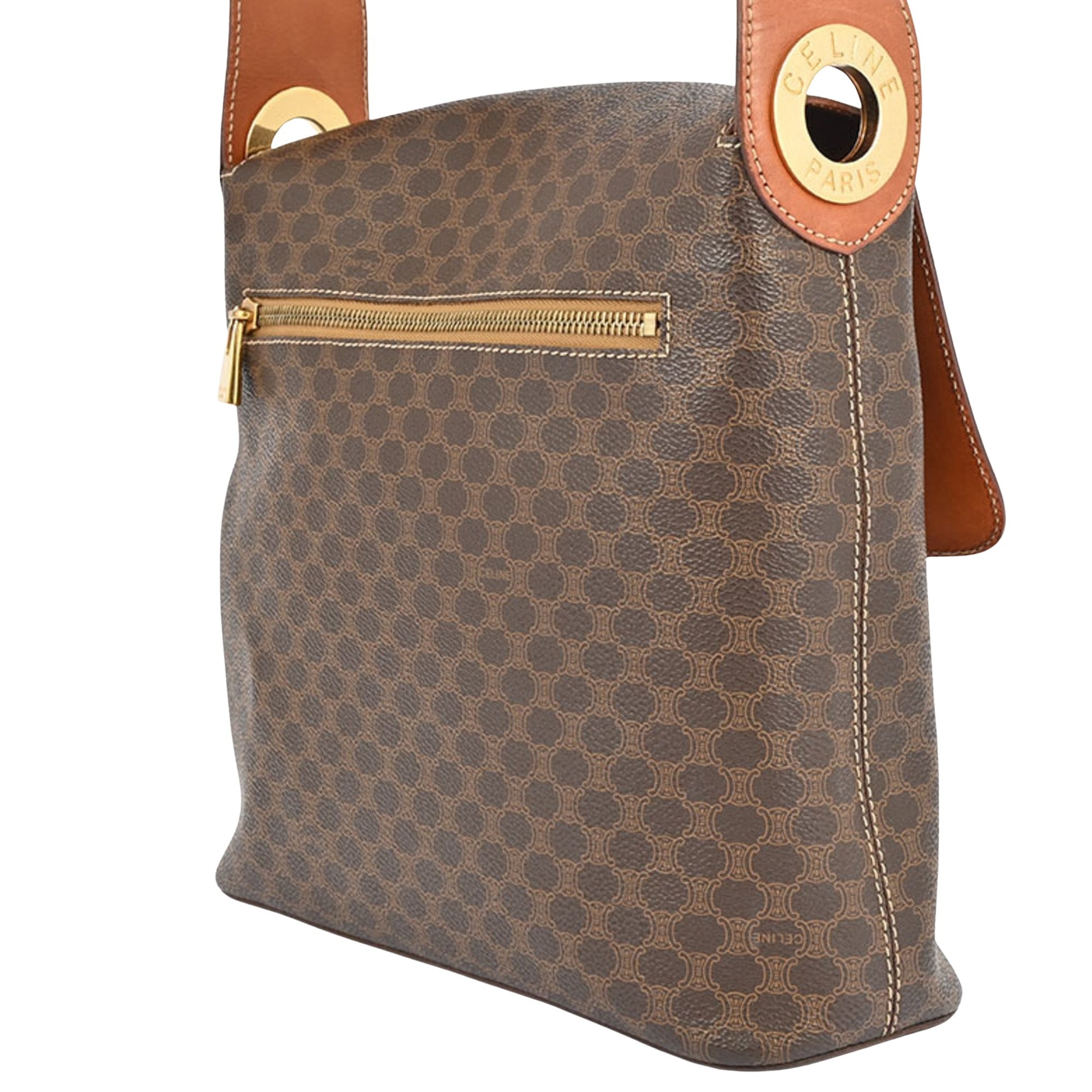 Céline Macadam, Brown, Canvas, shoulder