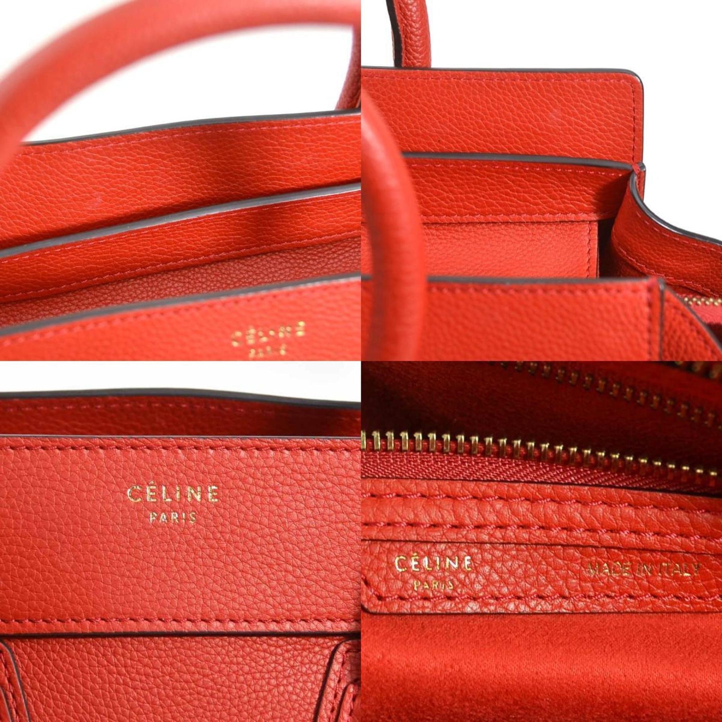 Céline, Red, Leather, handbag