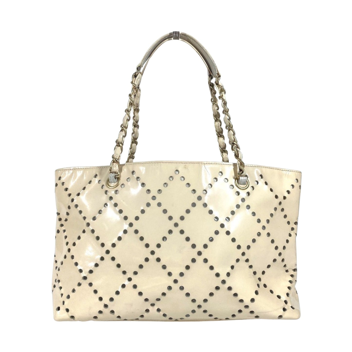 Chanel Logo CC, Ecru, Leather, tote