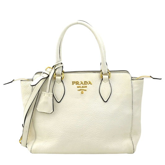 Prada Saffiano, White, Leather, handbag