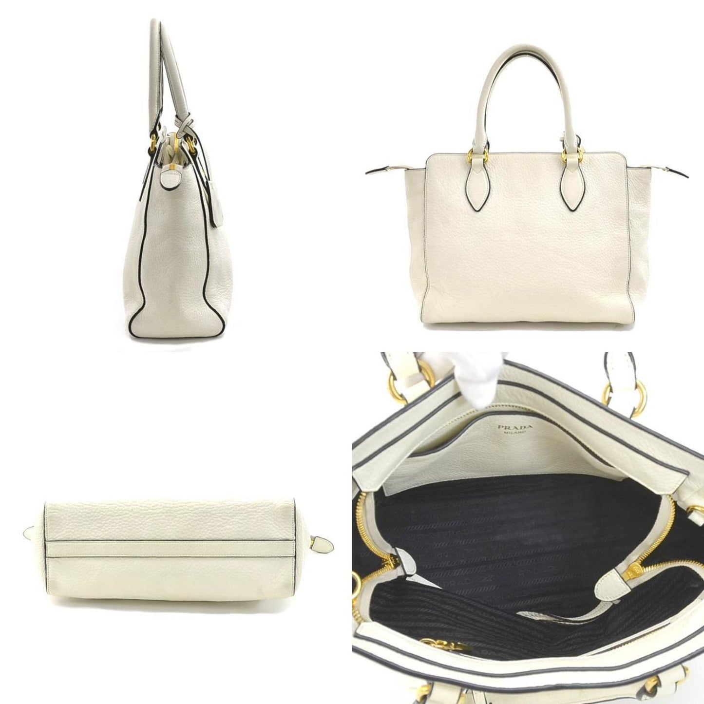 Prada Saffiano, White, Leather, handbag