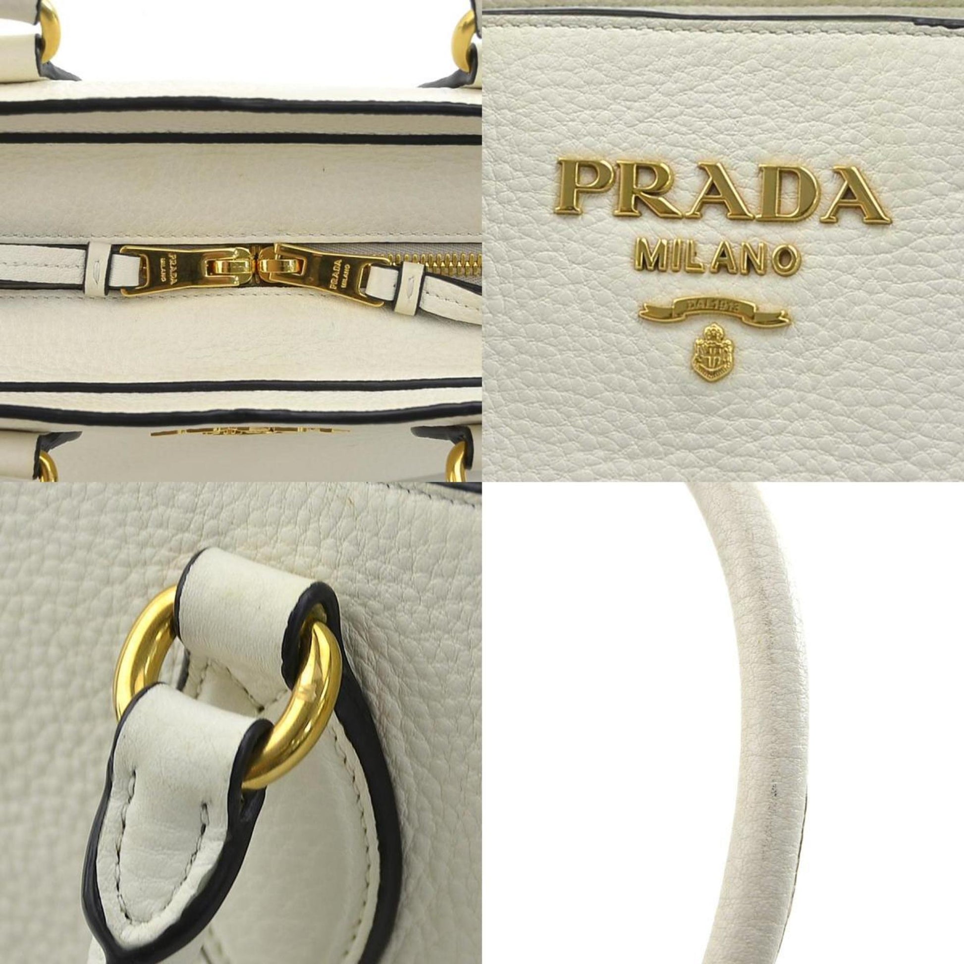 Prada Saffiano, White, Leather, handbag