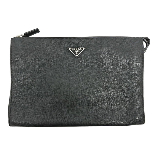 Prada, Black, Leather, clutch