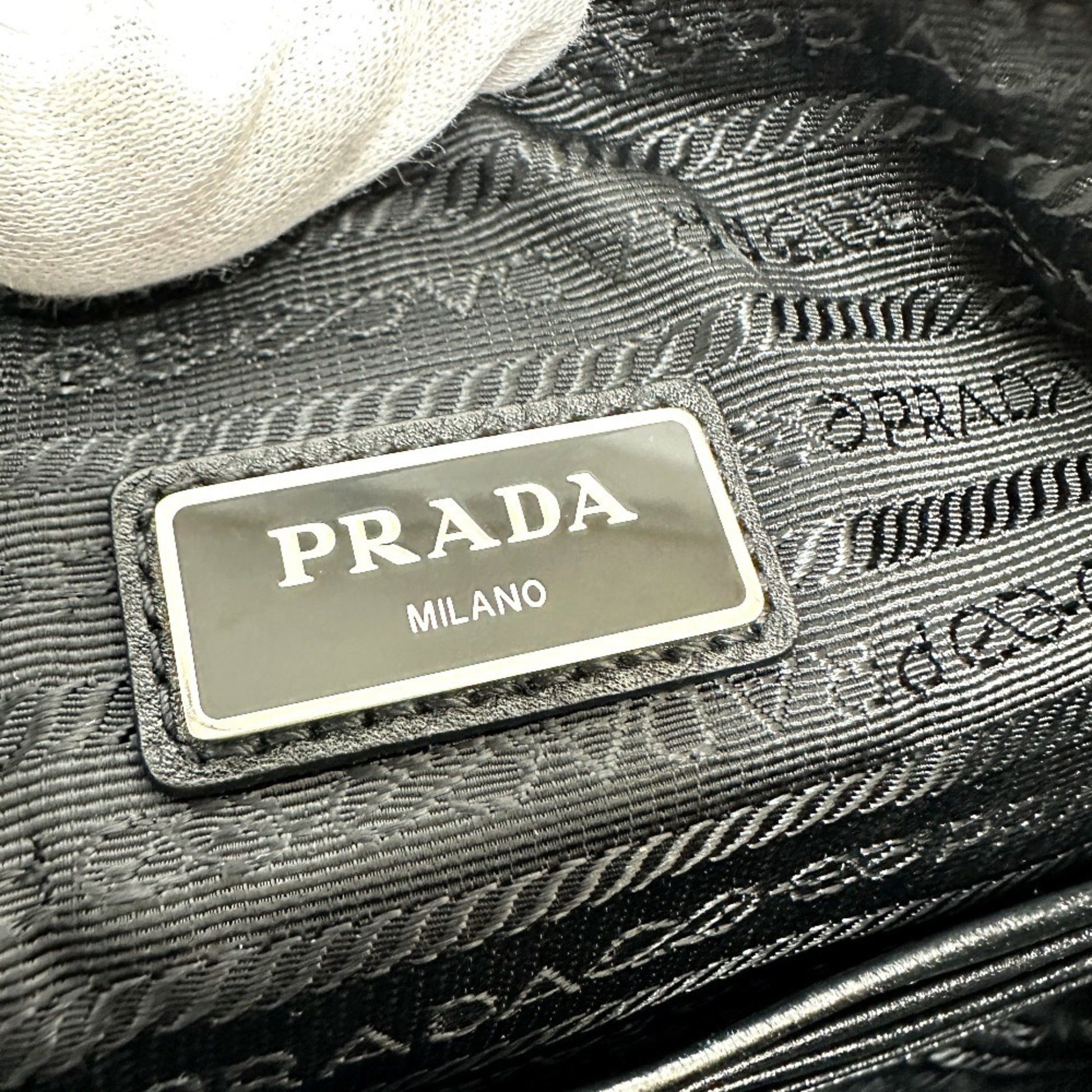 Prada, Black, Leather, clutch