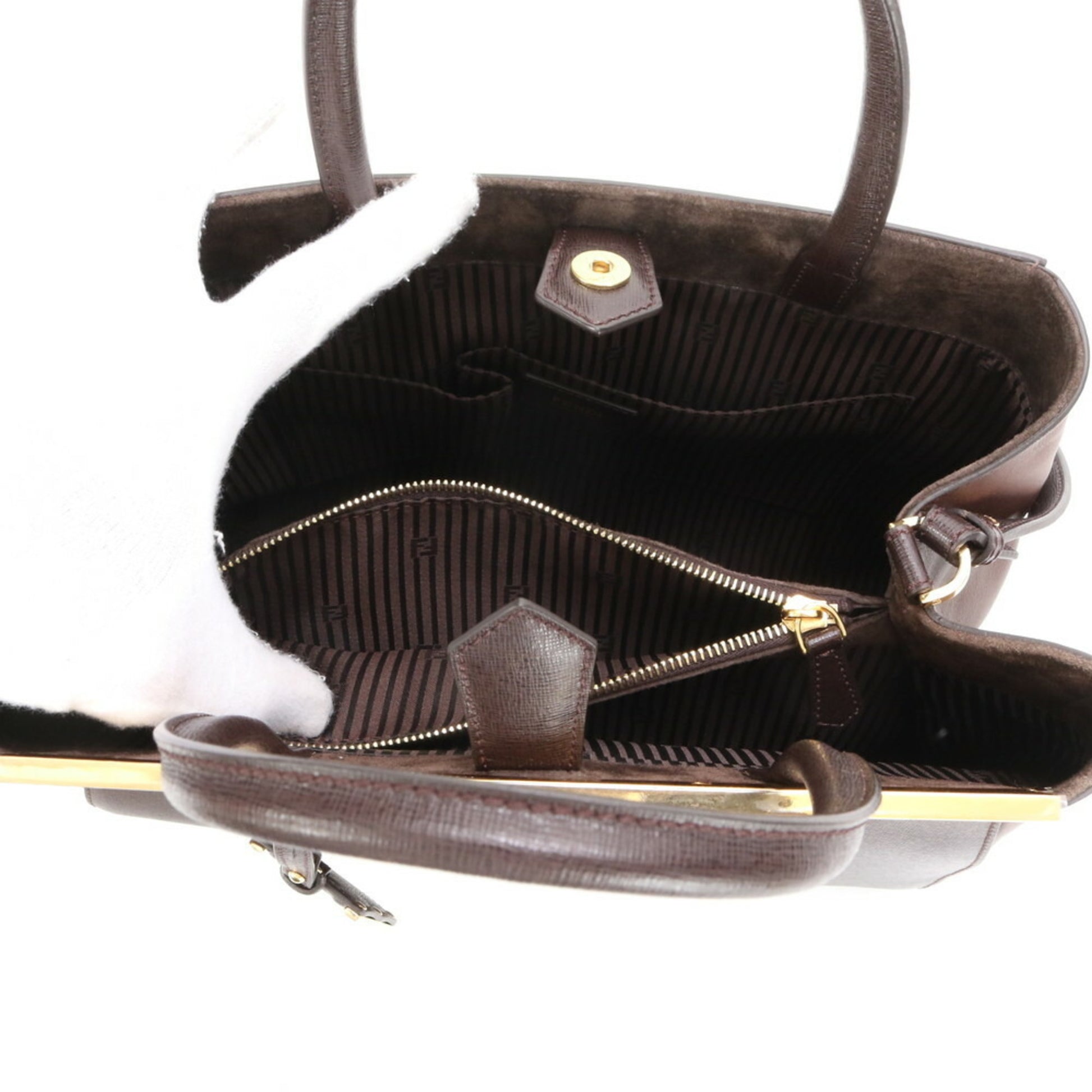 Fendi 2Jours, Brown, Leather, shoulder