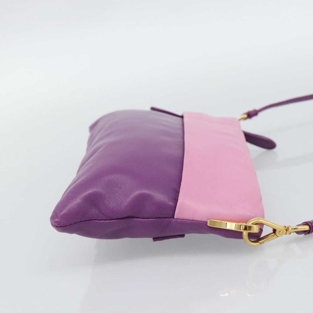 Prada Fold Over Chain Flap Soft Calf, Purple, Leather, Handbag