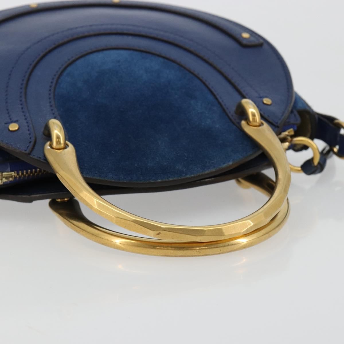 Chloe Pixie Leather and Suede, Blue, Leather, Crossbody Bag