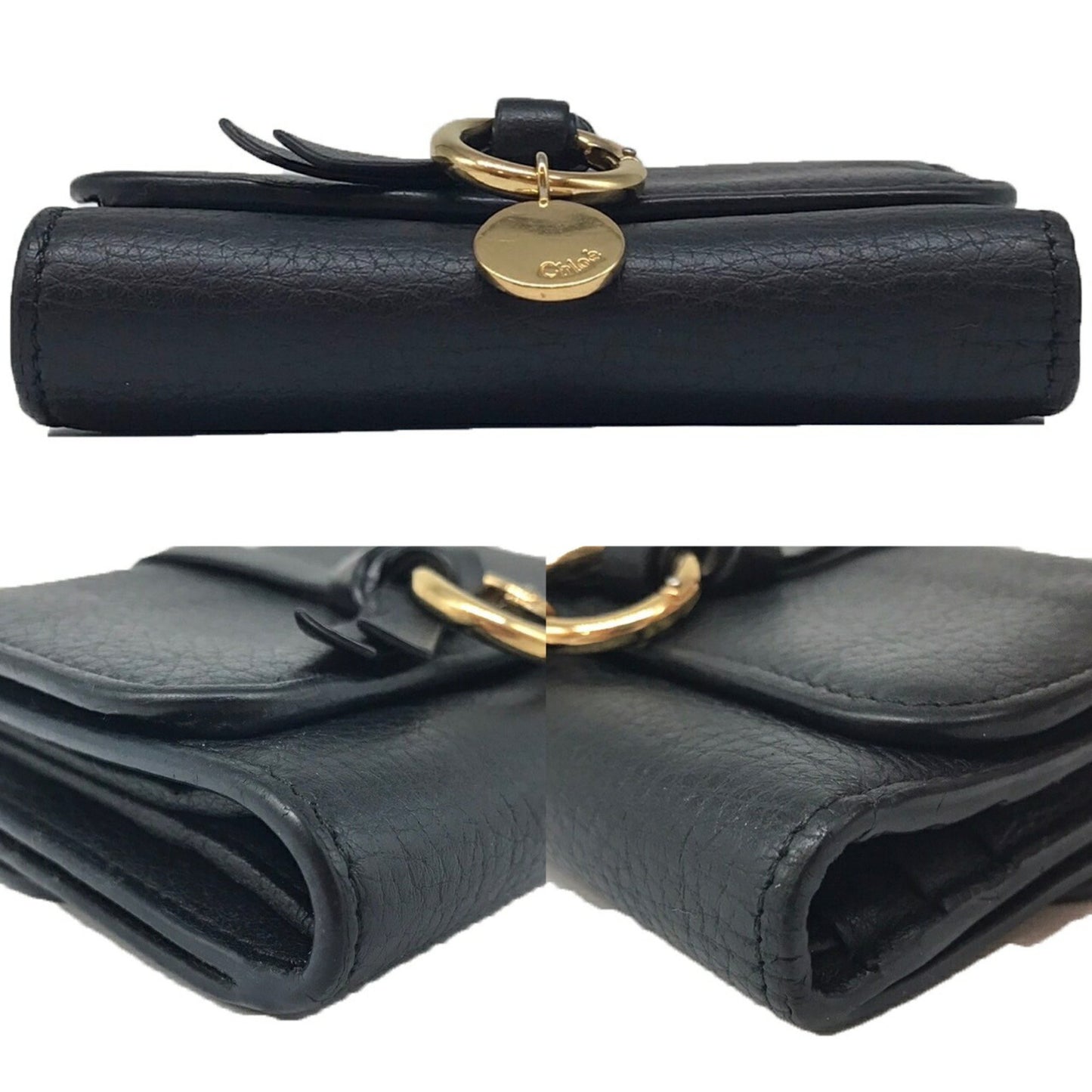 Chloé Alphabet, Black, Leather, wallet