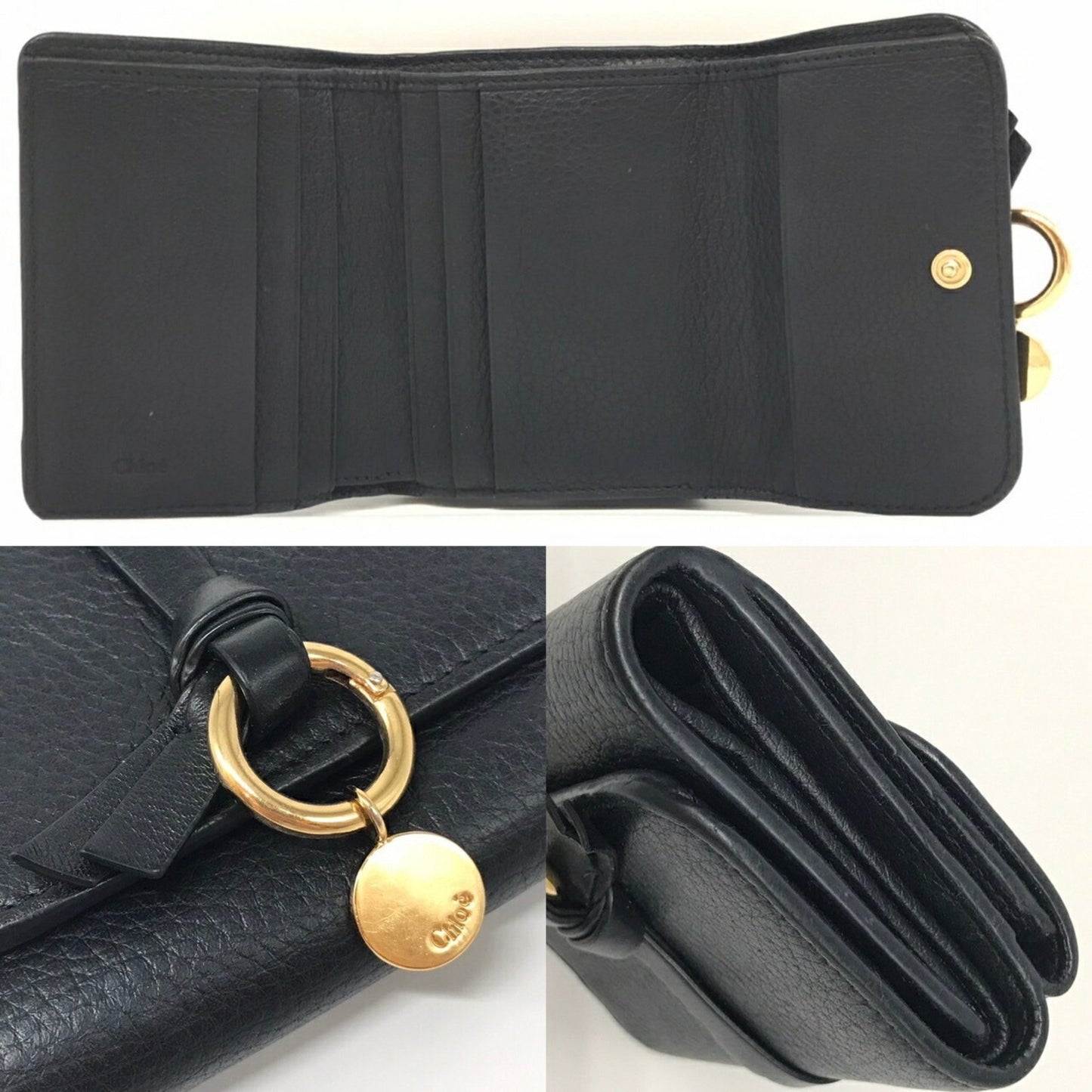 Chloé Alphabet, Black, Leather, wallet