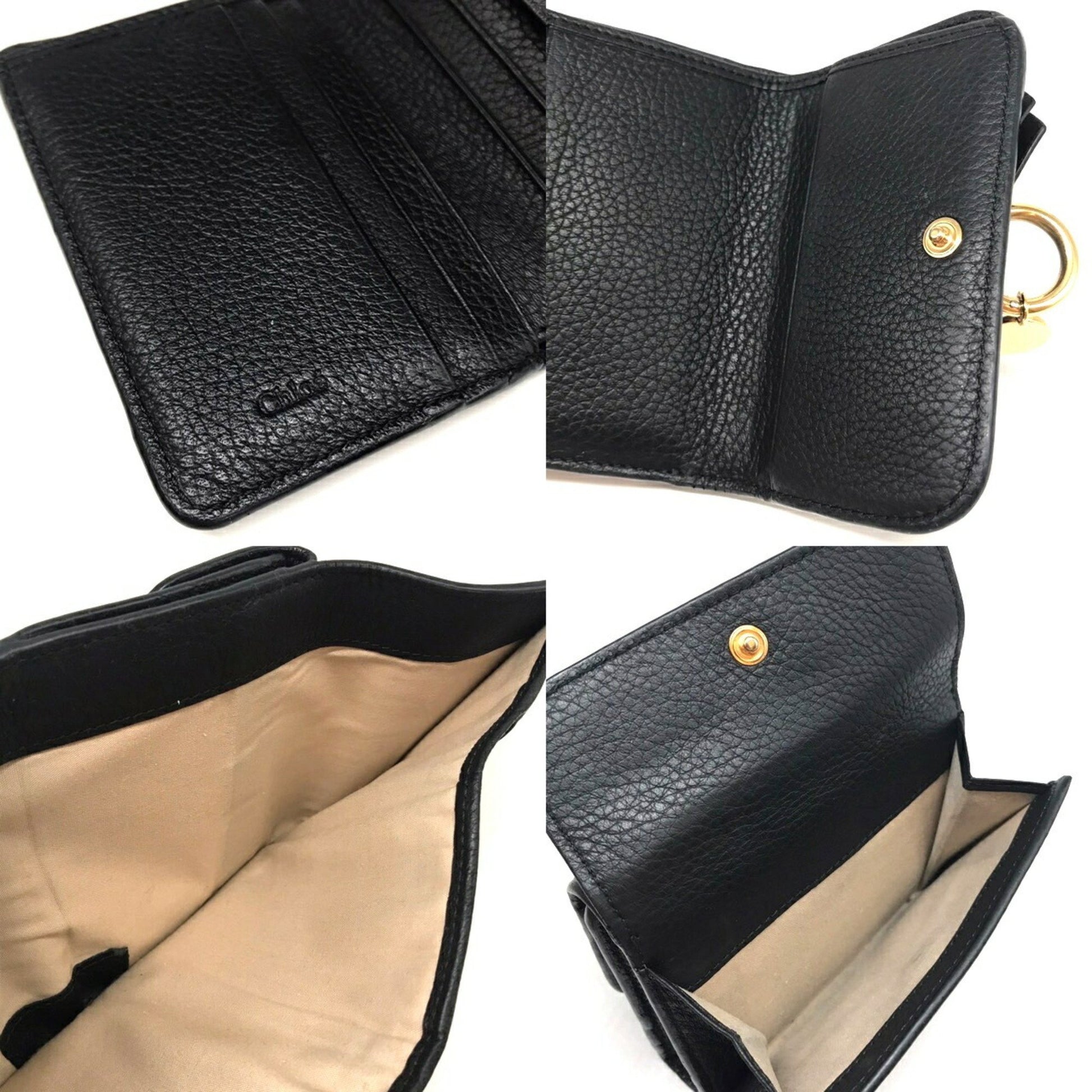 Chloé Alphabet, Black, Leather, wallet
