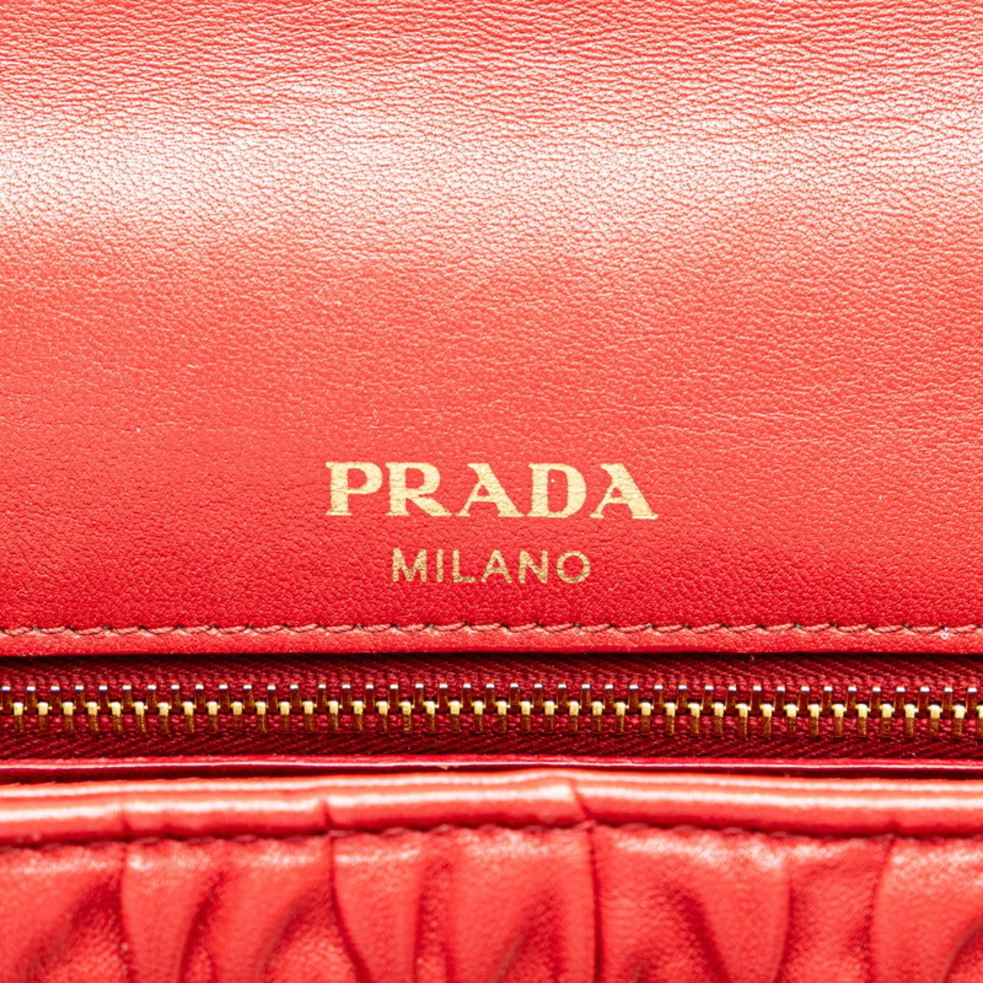 Prada Galet Arrière, Red, Leather, shoulder