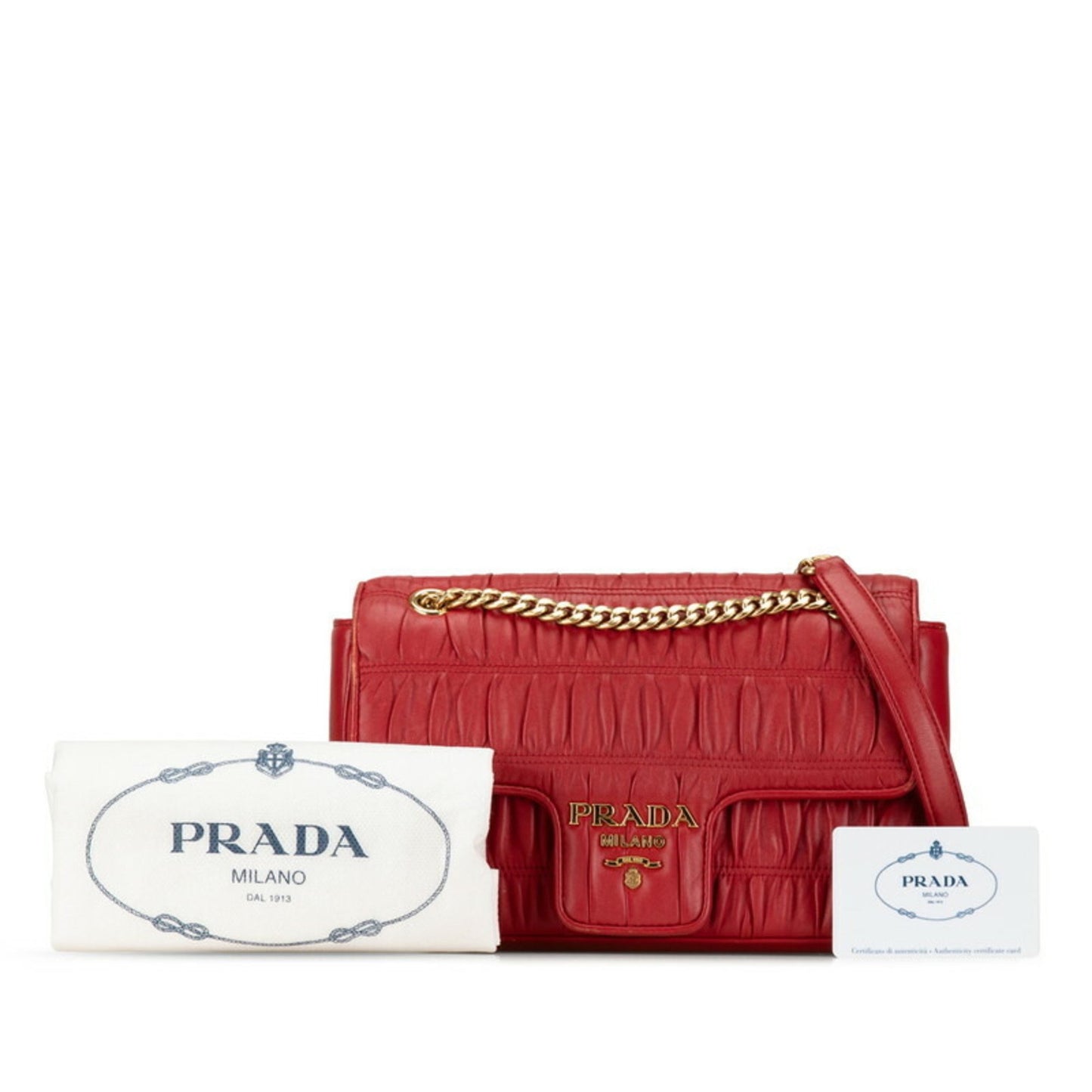 Prada Galet Arrière, Red, Leather, shoulder