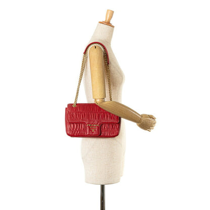 Prada Galet Arrière, Red, Leather, shoulder