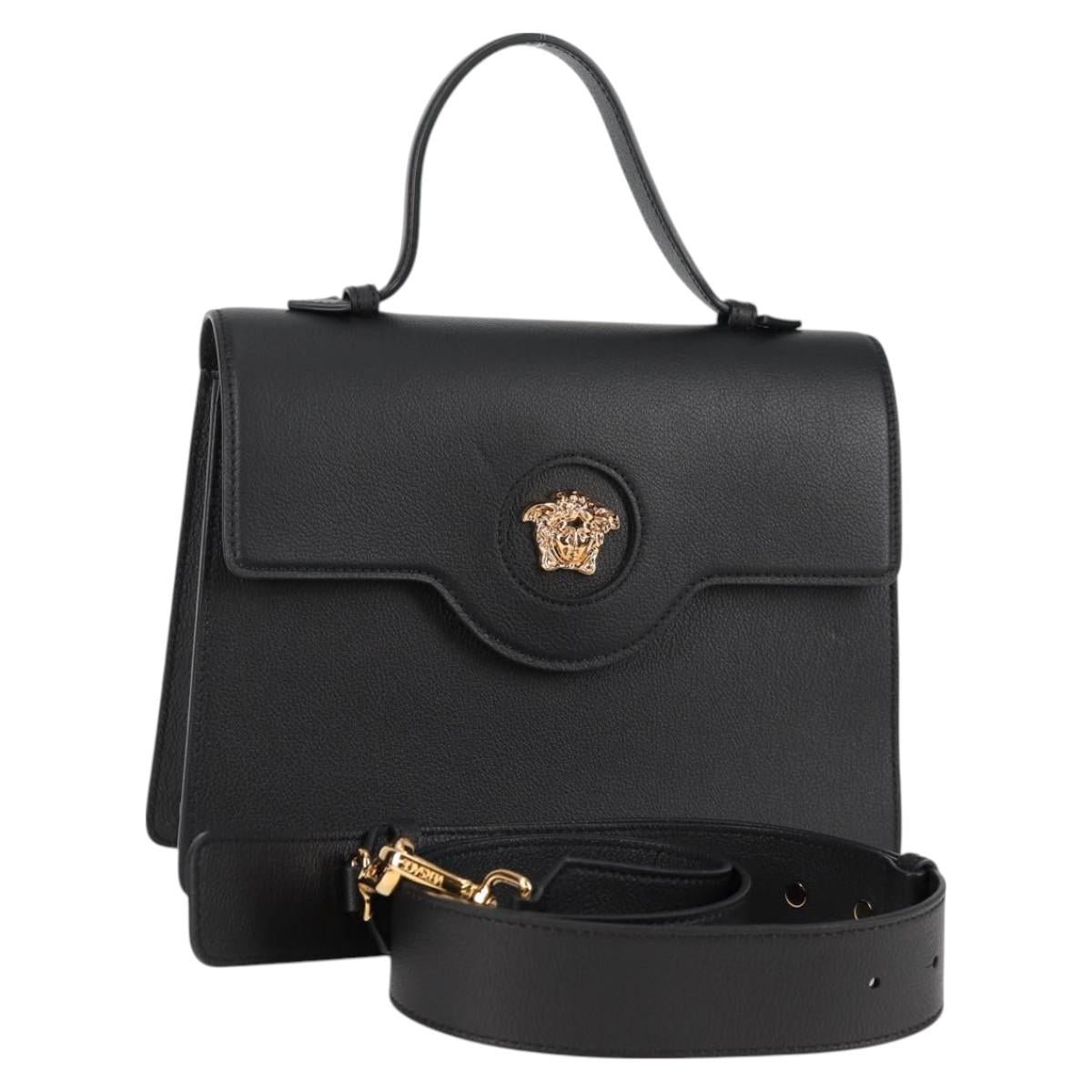 Versace Medusa, Black, Leather, handbag