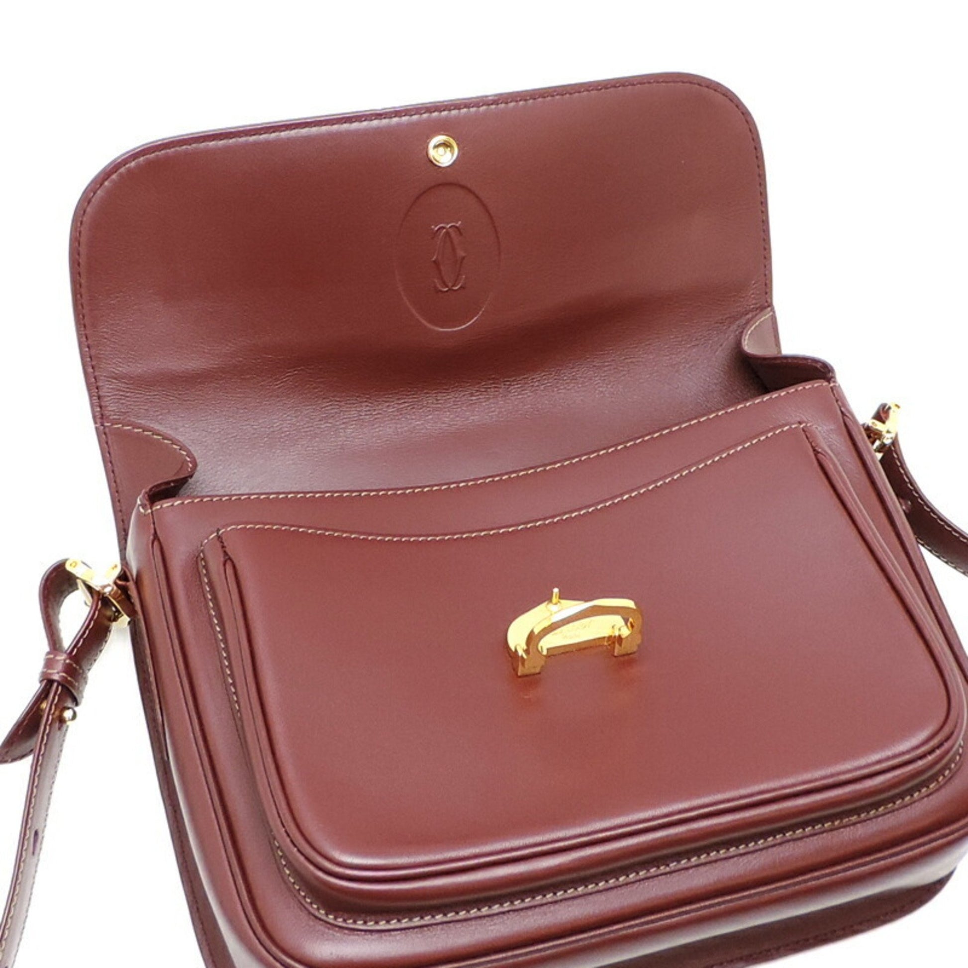 Cartier Must line, Burgundy, Leather, shoulder