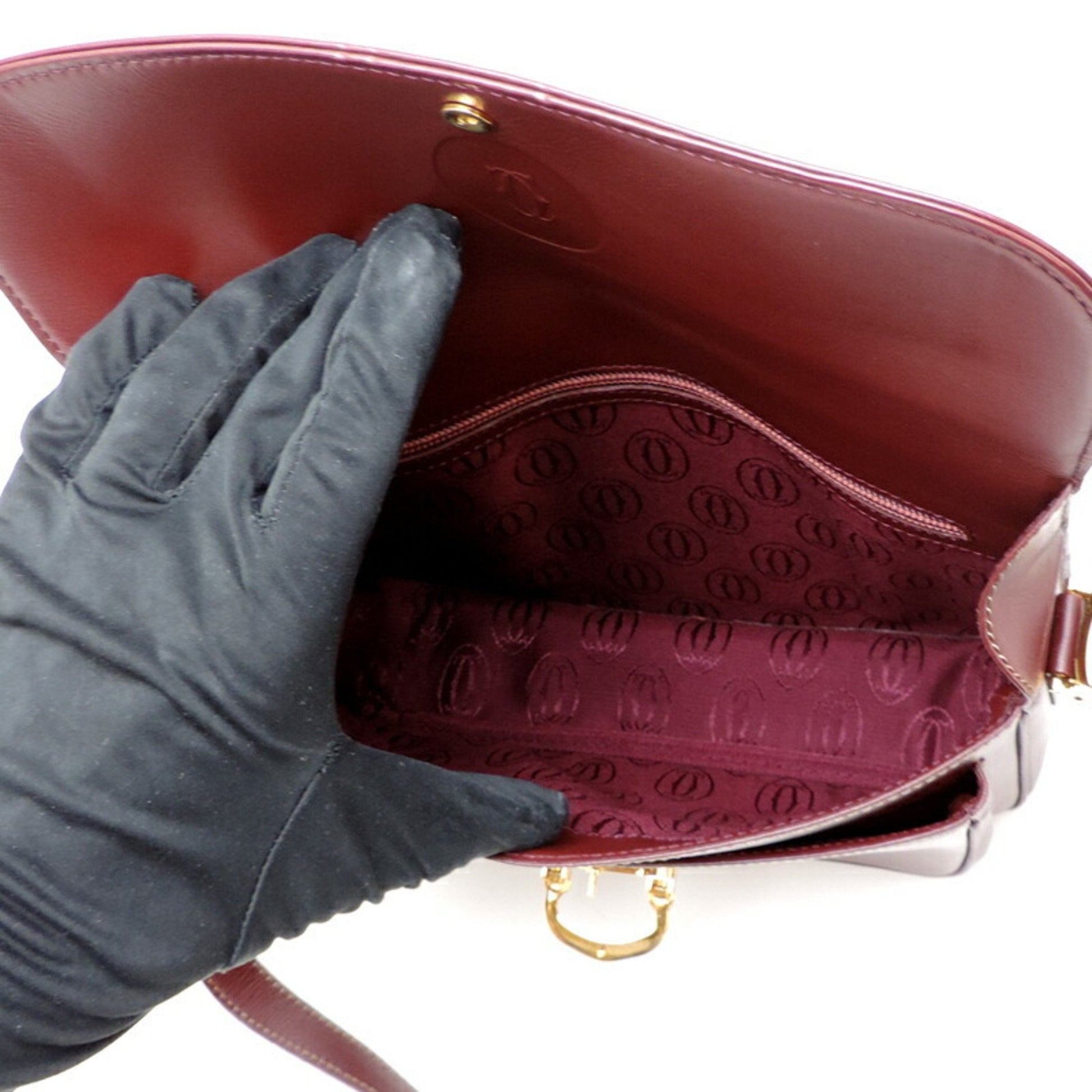 Cartier Must line, Burgundy, Leather, shoulder