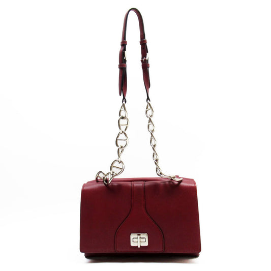 Prada Double, Burgundy, Leather, shoulder