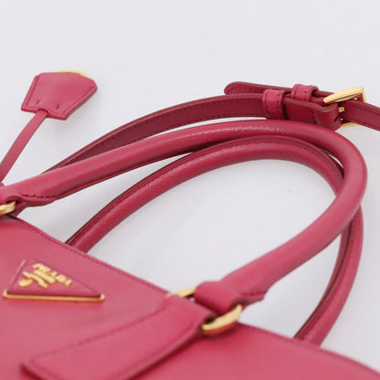 Prada Galleria Double Zip Saffiano Leather, Pink, Leather, Tote Bag