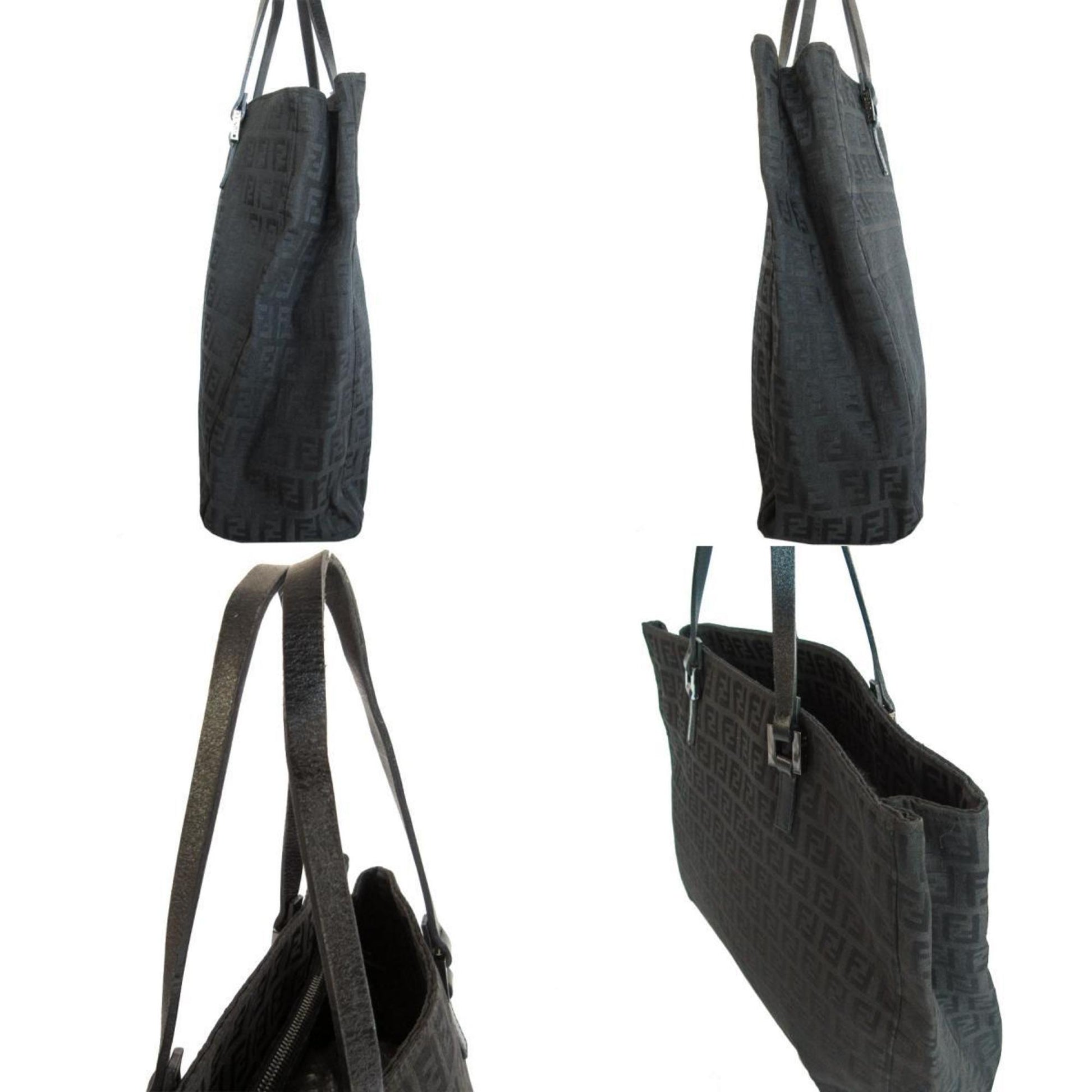 Fendi Zucchino, Black, Canvas, tote