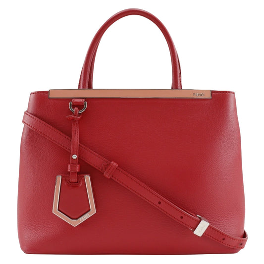 Fendi 2Jours, Red, Leather, handbag