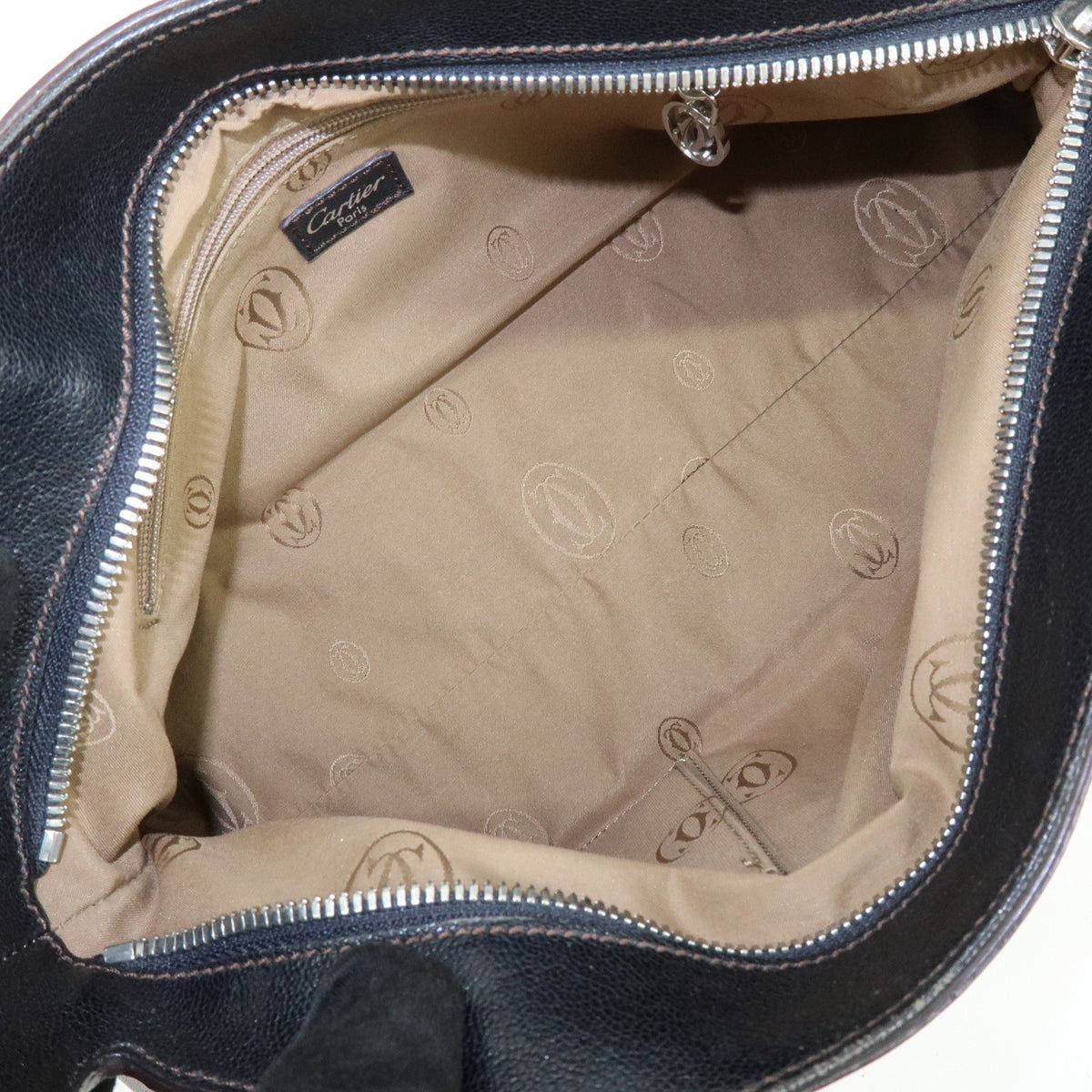 Cartier Marcello Leather, Black, Leather, Handbag