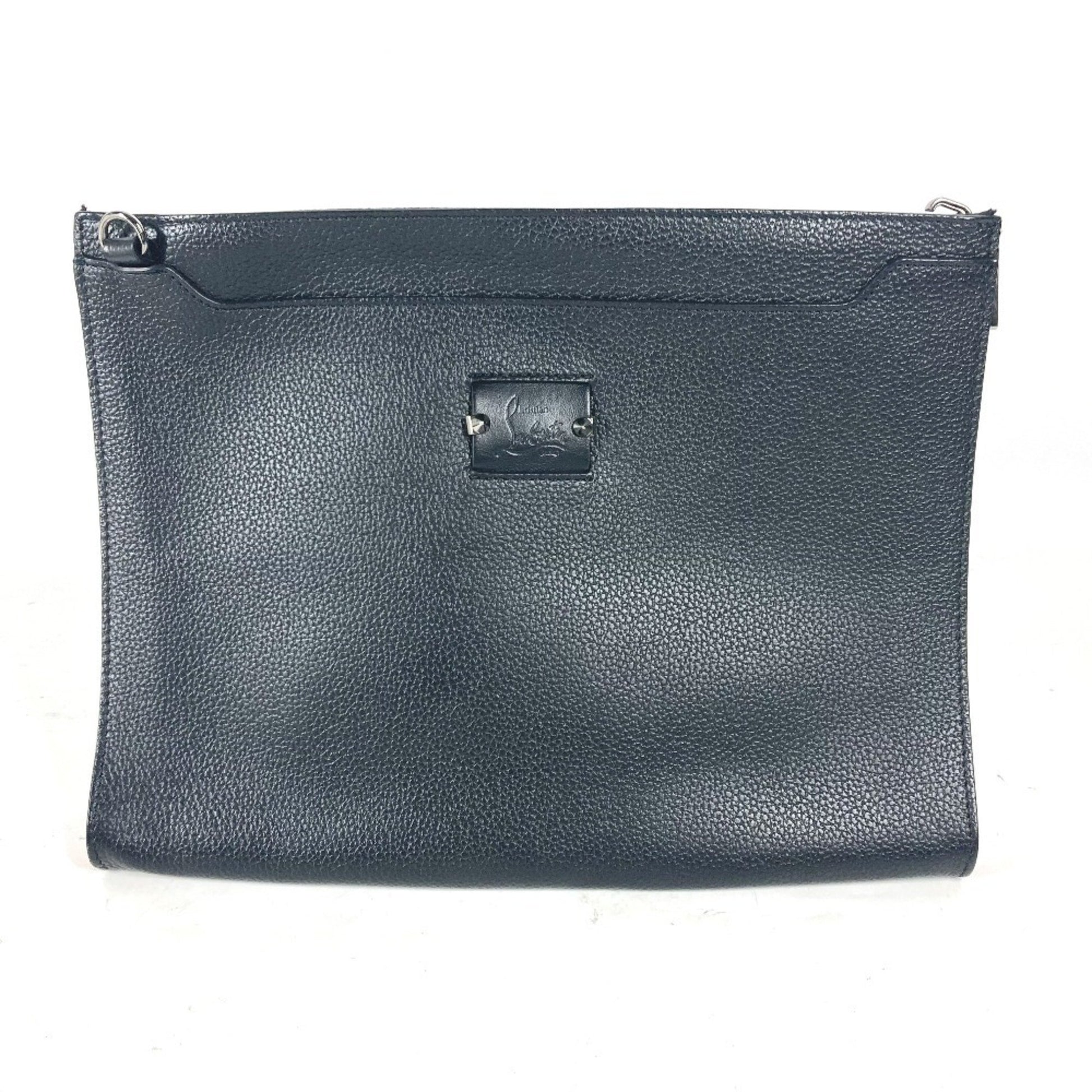 Christian Louboutin Sky Pouch, Black, Leather, clutch