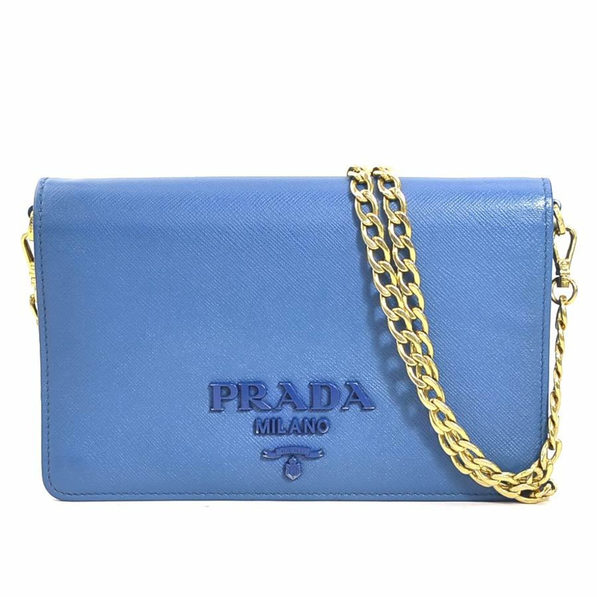 Prada Saffiano, Blue, Leather, shoulder