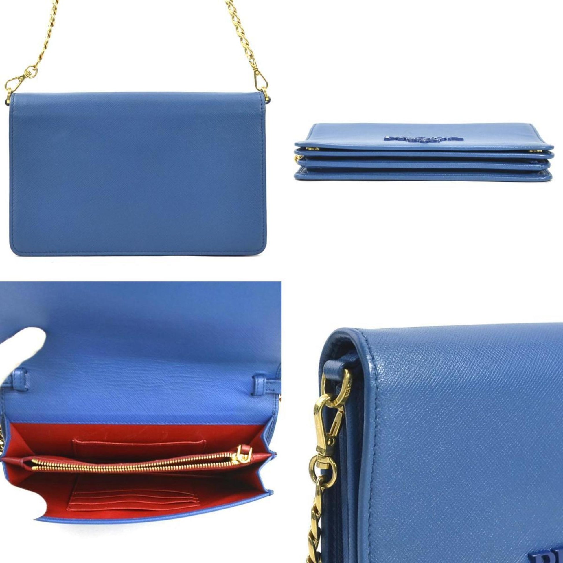 Prada Saffiano, Blue, Leather, shoulder