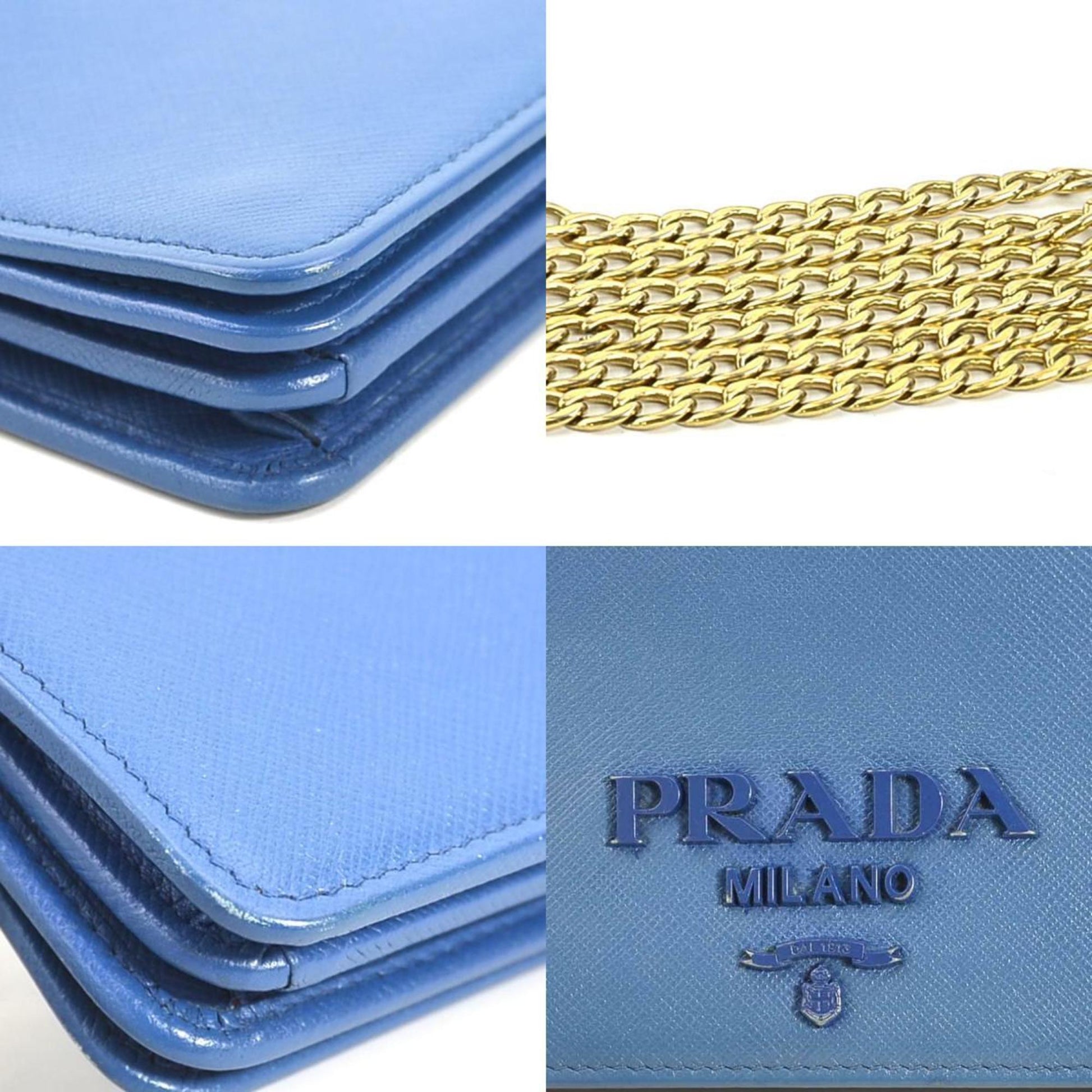 Prada Saffiano, Blue, Leather, shoulder