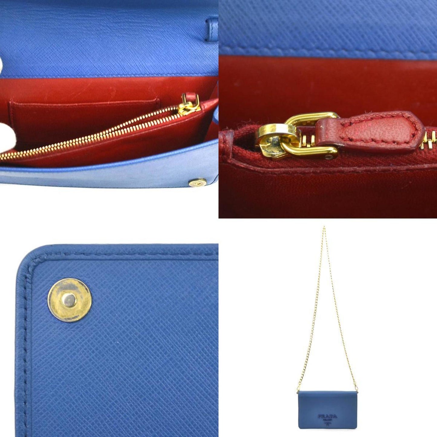 Prada Saffiano, Blue, Leather, shoulder