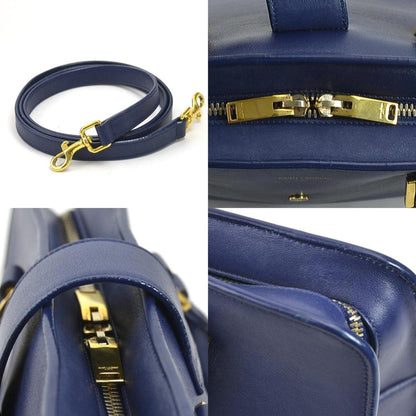 Saint Laurent Baby Cabas, Navy, Leather, shoulder