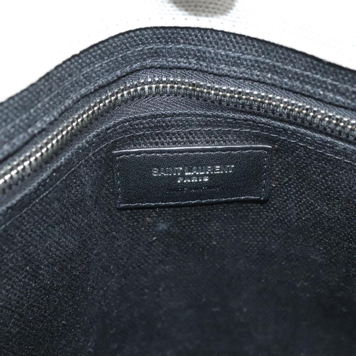 Saint Laurent Rive Gauche, White, "CANVAS, LEATHER", handbag