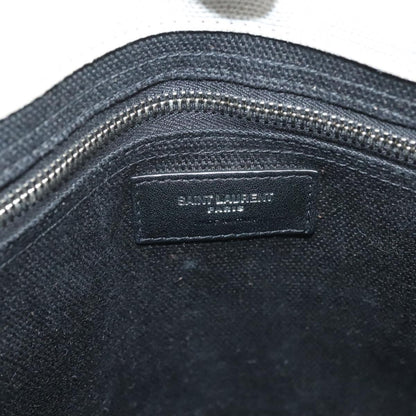 Saint Laurent Rive Gauche, White, "CANVAS, LEATHER", handbag