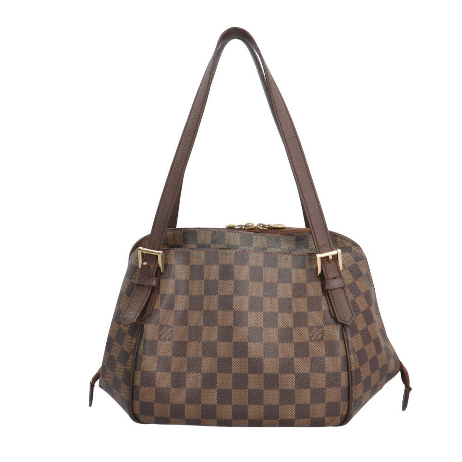 Louis Vuitton Belem MM, Brown, Canvas, shoulder