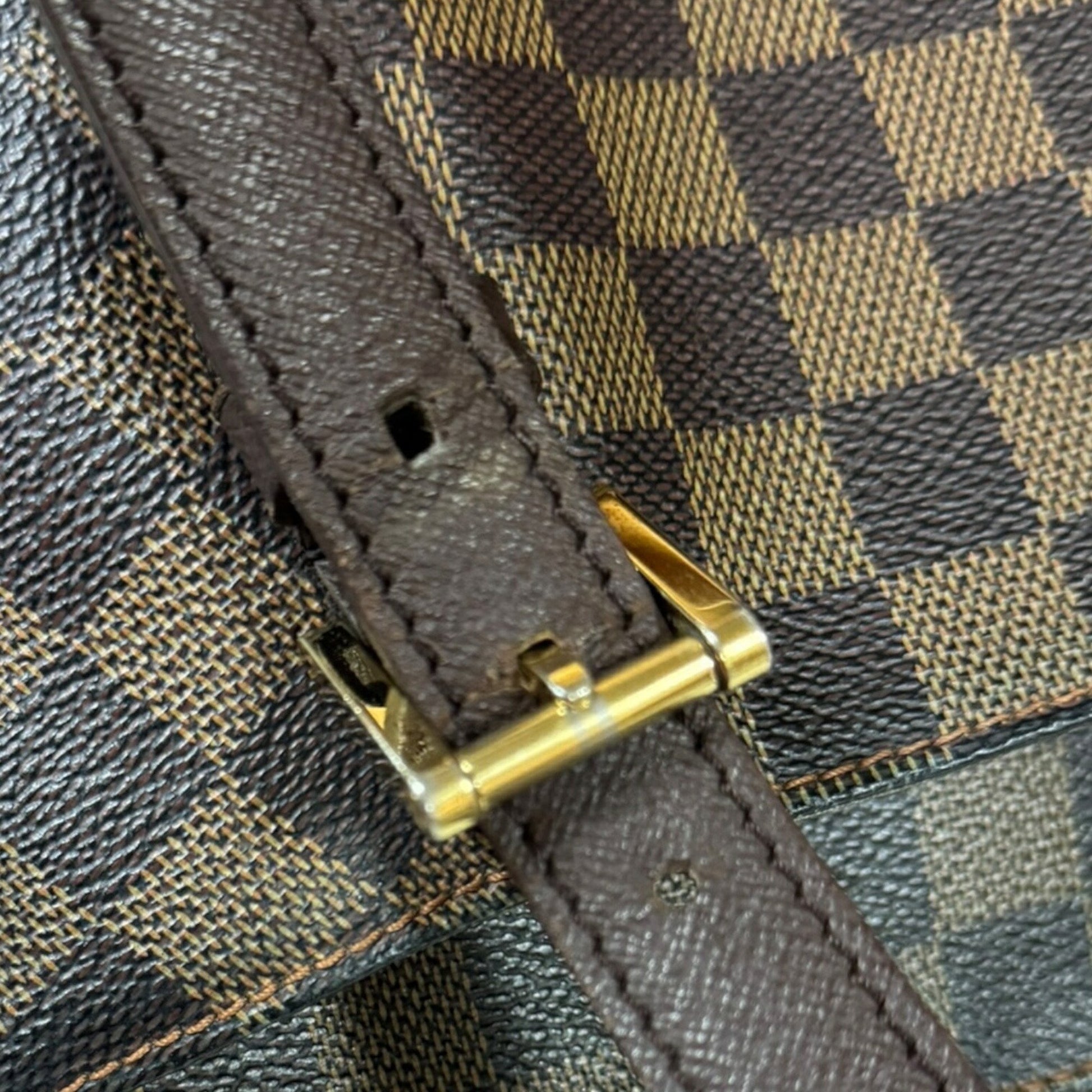 Louis Vuitton Belem MM, Brown, Canvas, shoulder