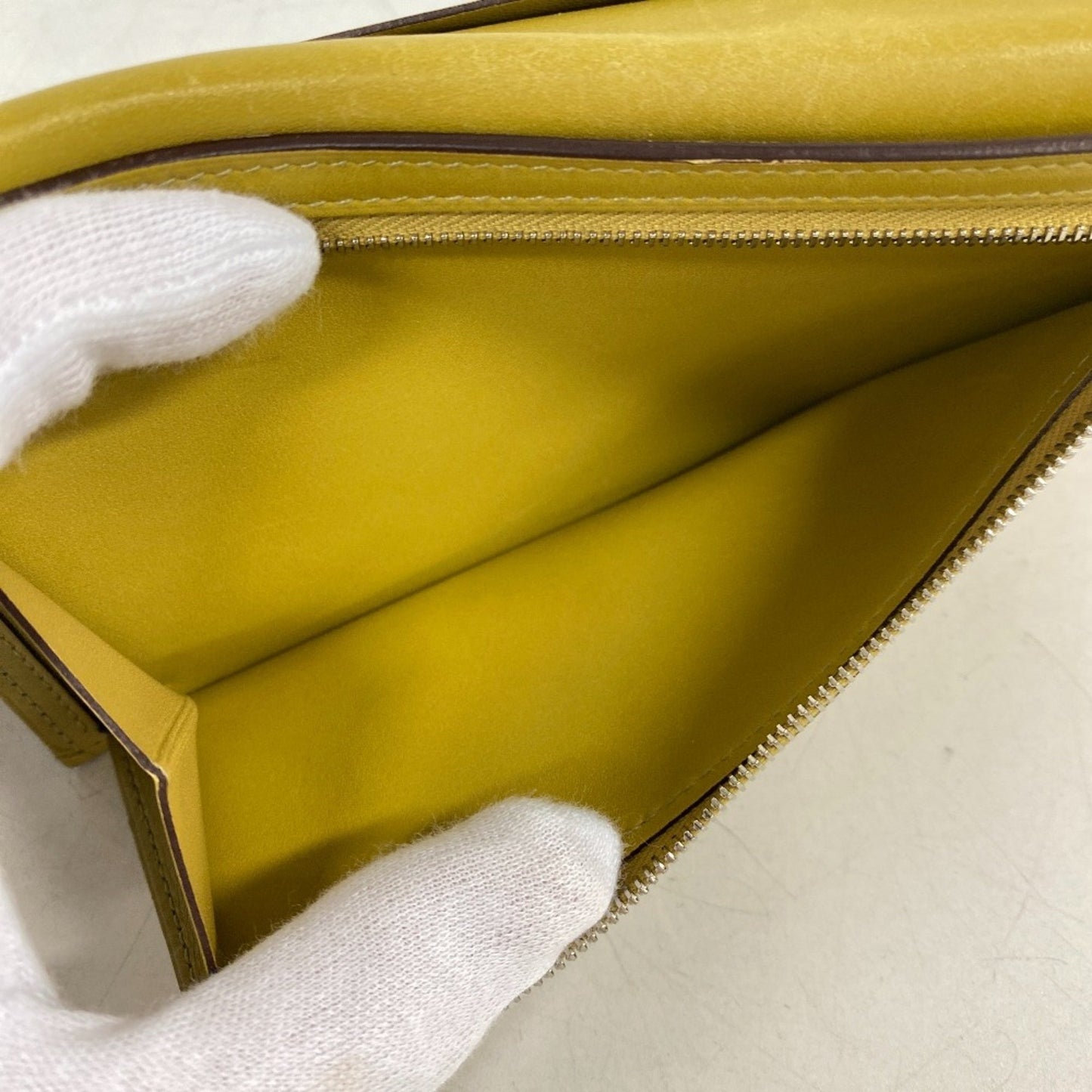 Hermès Béarn, Yellow, Leather, wallet