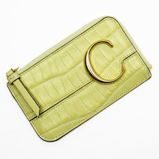 Chloe Zip wallet leather Embossed leather, YELLOW, LEATHER, Wallets