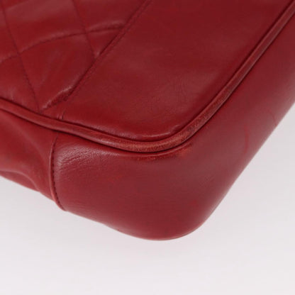 Chanel Vintage Slit Pocket Quilted Lambskin, Red, Leather, Shoulder Bag