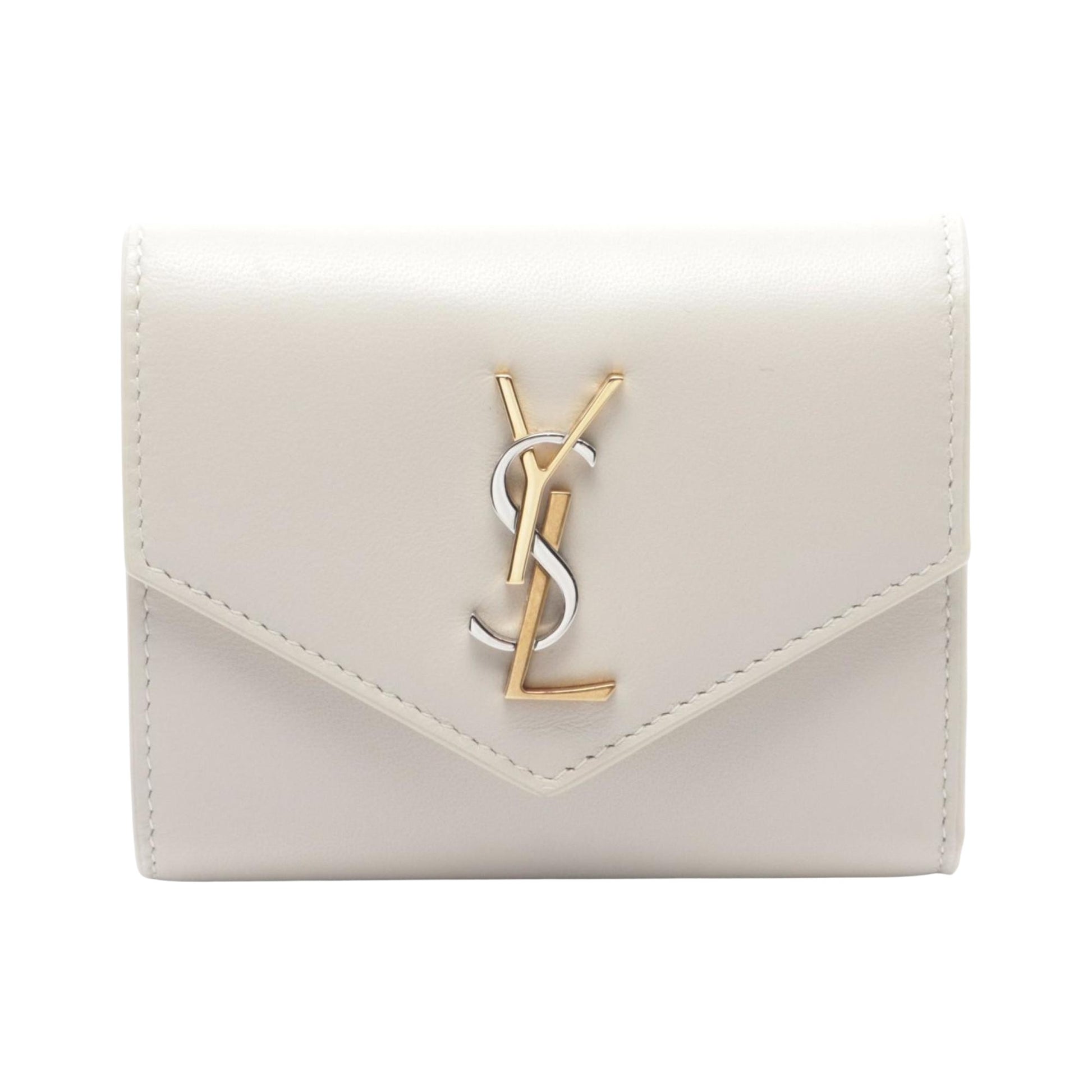 Saint Laurent, White, Leather, wallet