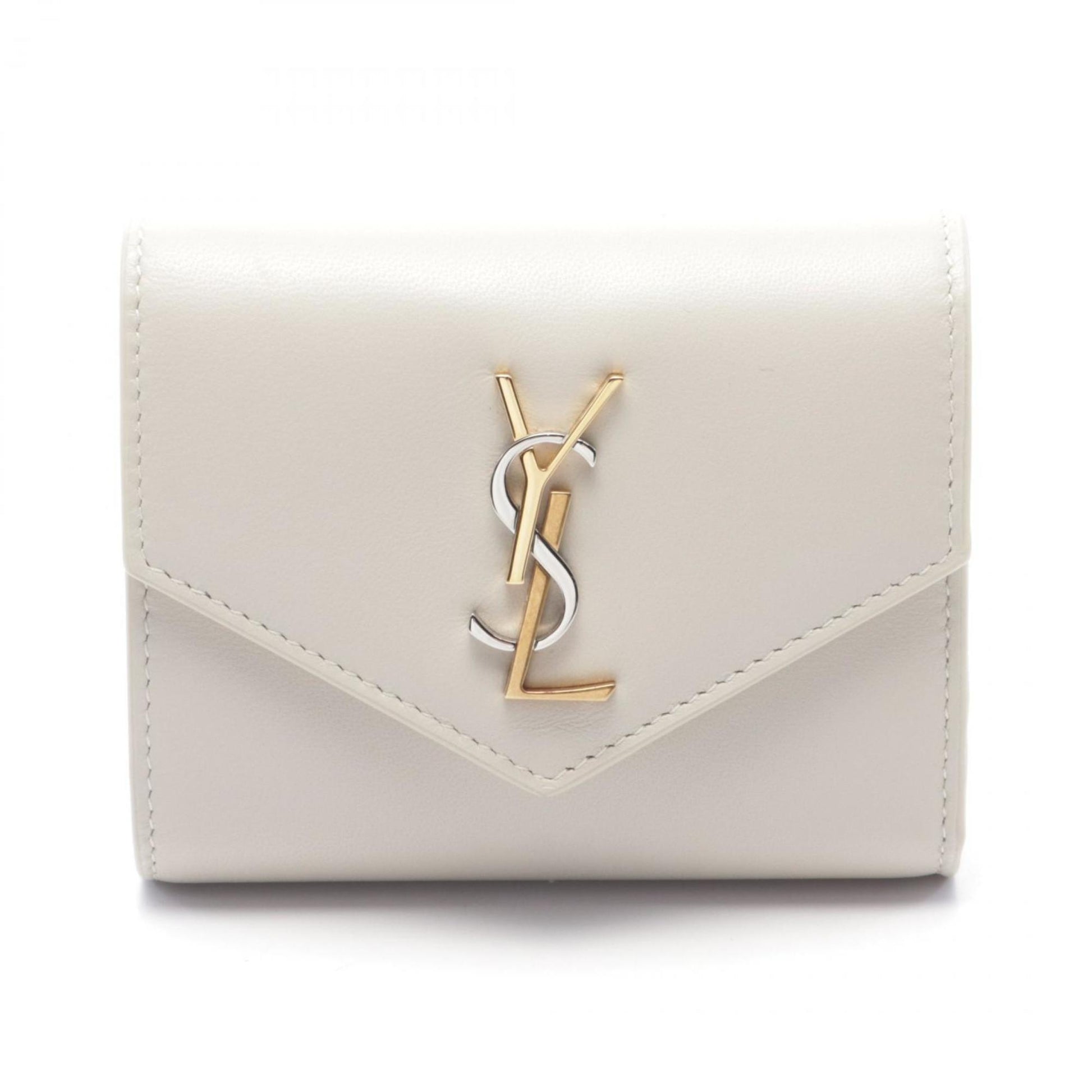 Saint Laurent, White, Leather, wallet