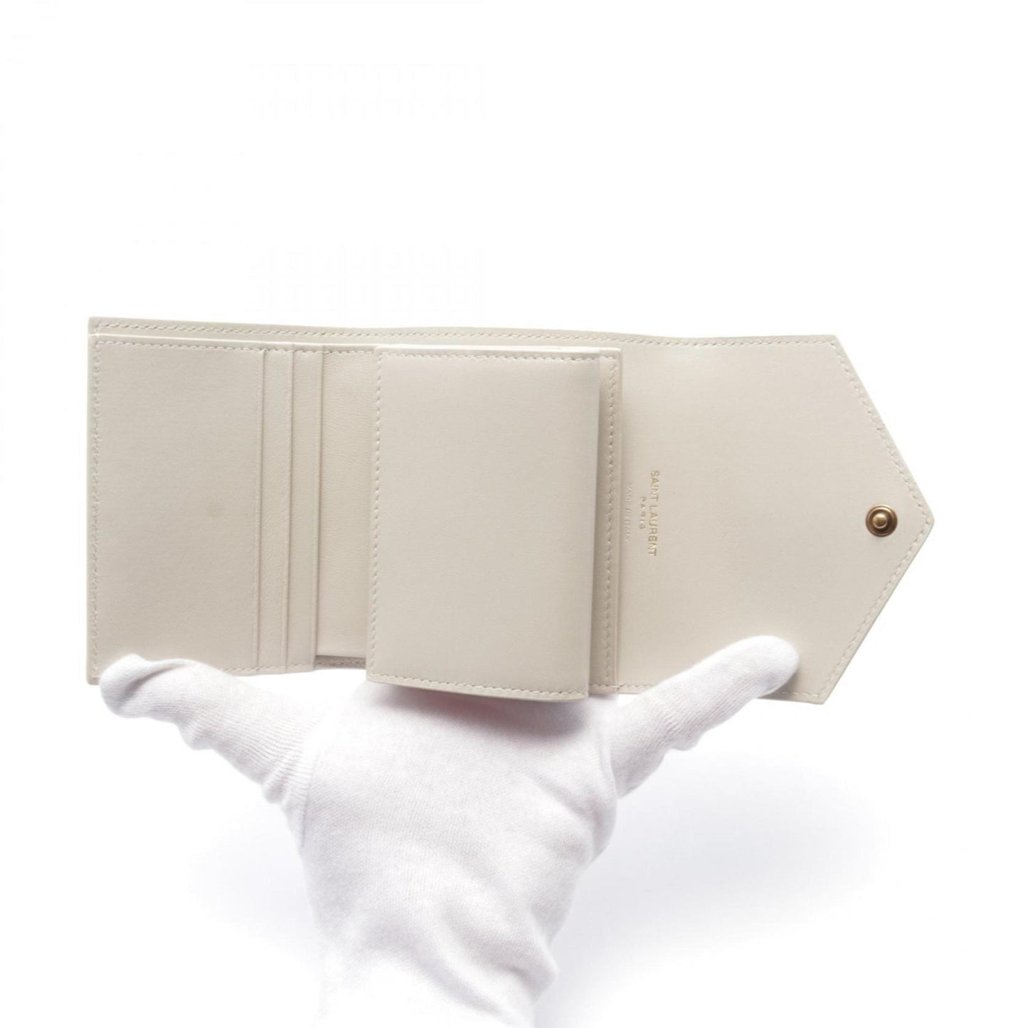 Saint Laurent, White, Leather, wallet