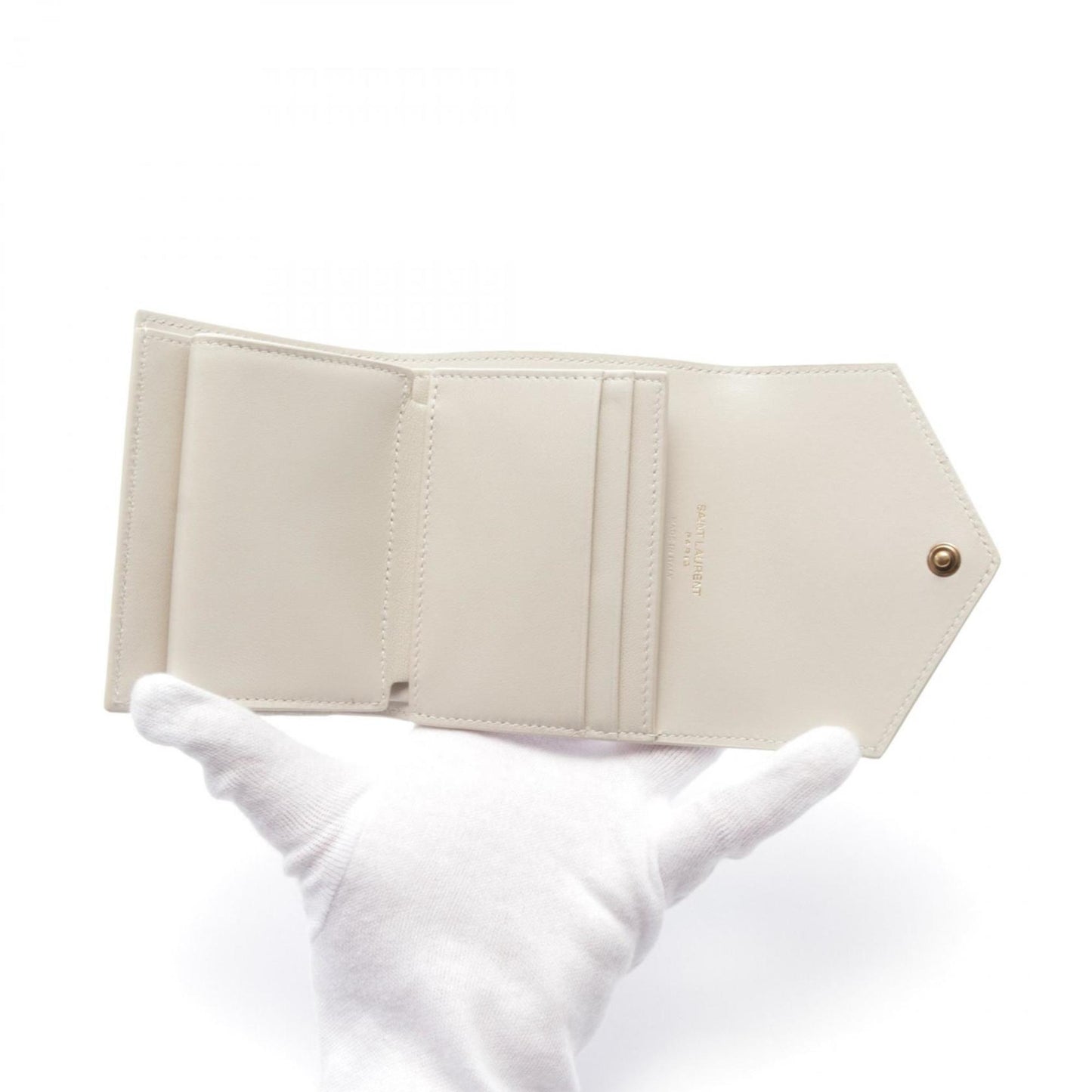 Saint Laurent, White, Leather, wallet