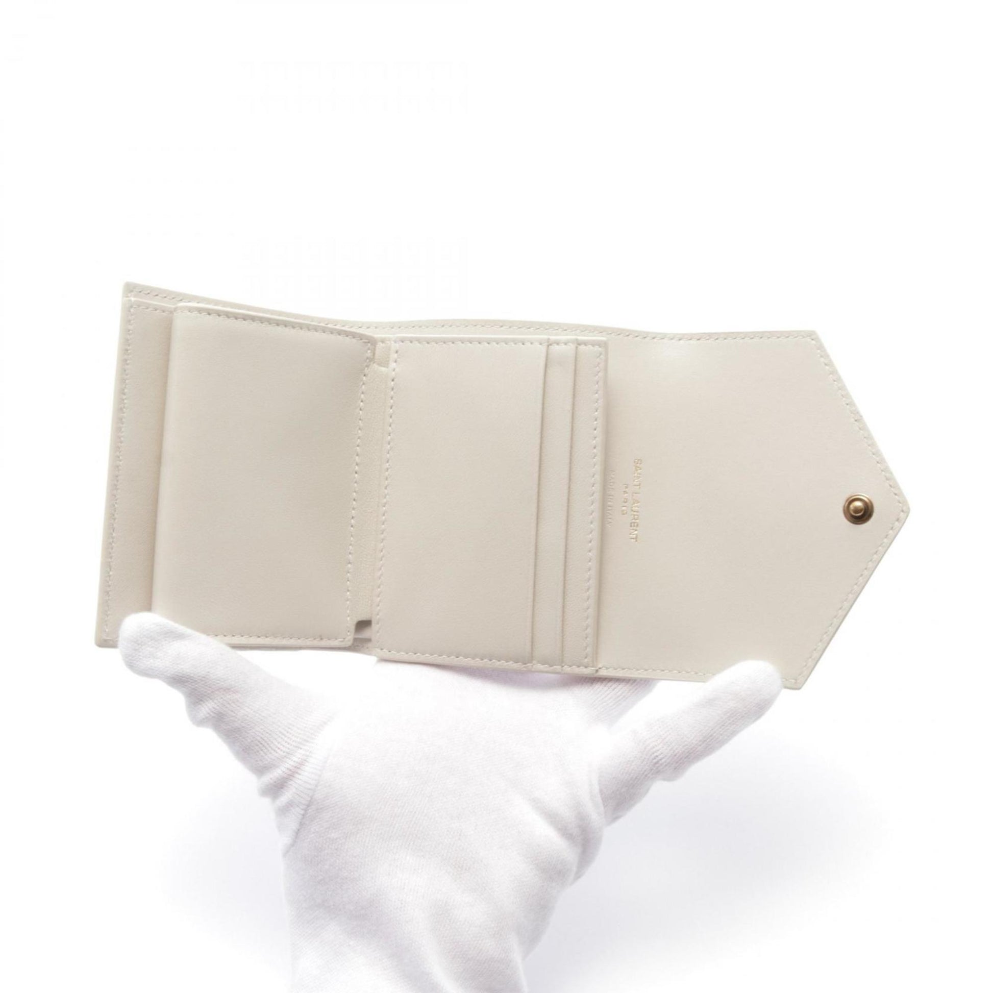 Saint Laurent, White, Leather, wallet