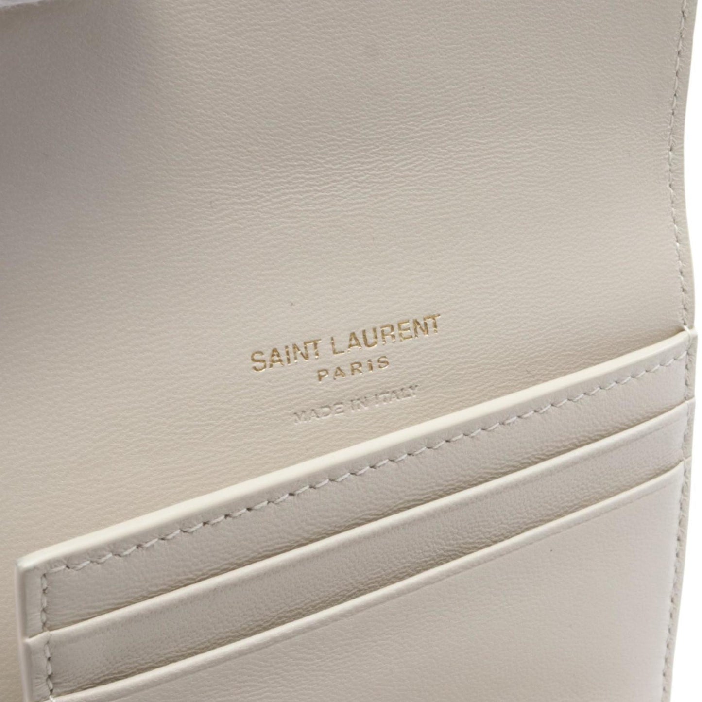 Saint Laurent, White, Leather, wallet