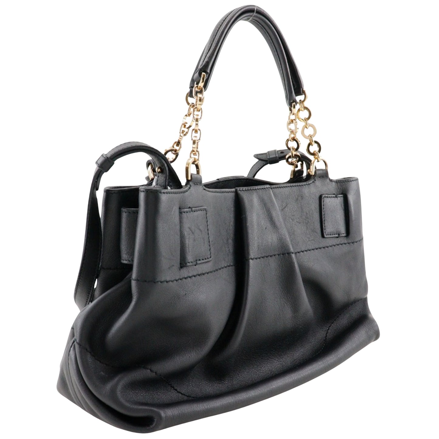 Salvatore Ferragamo Gancini, Black, Leather, handbag