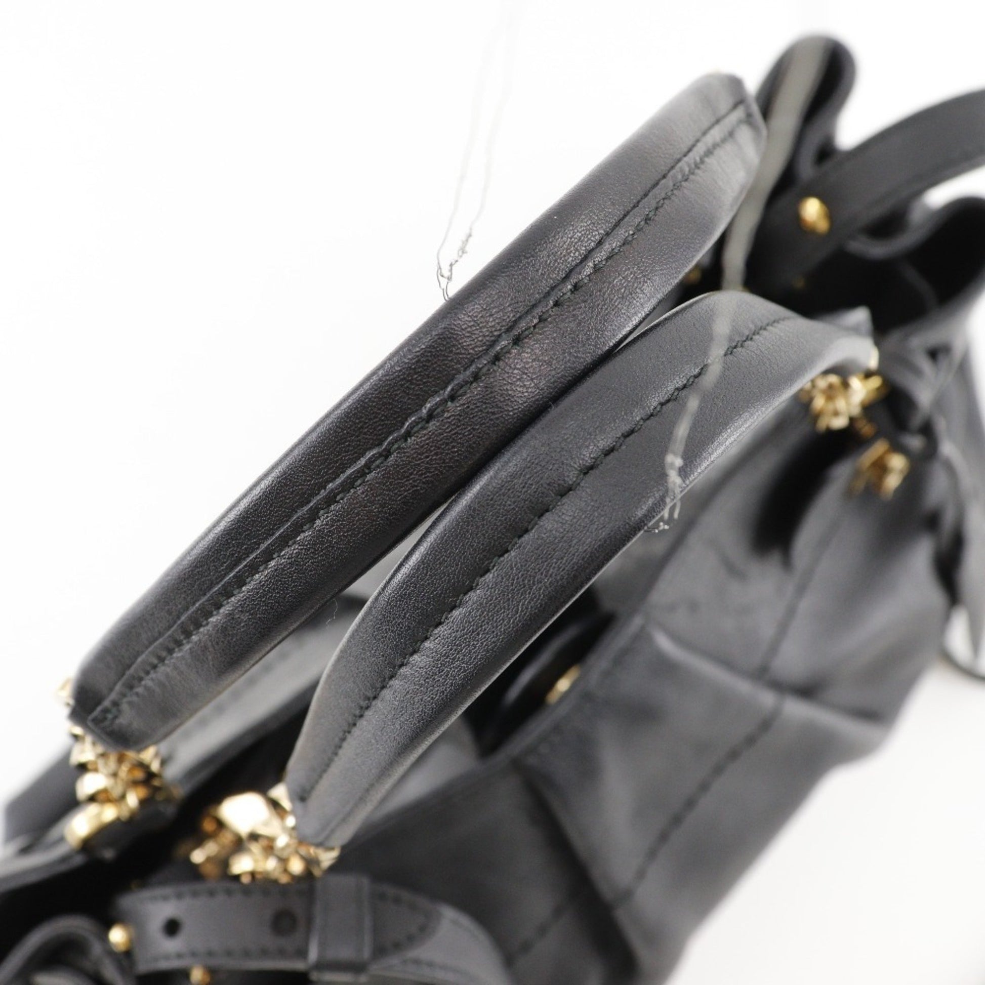 Salvatore Ferragamo Gancini, Black, Leather, handbag