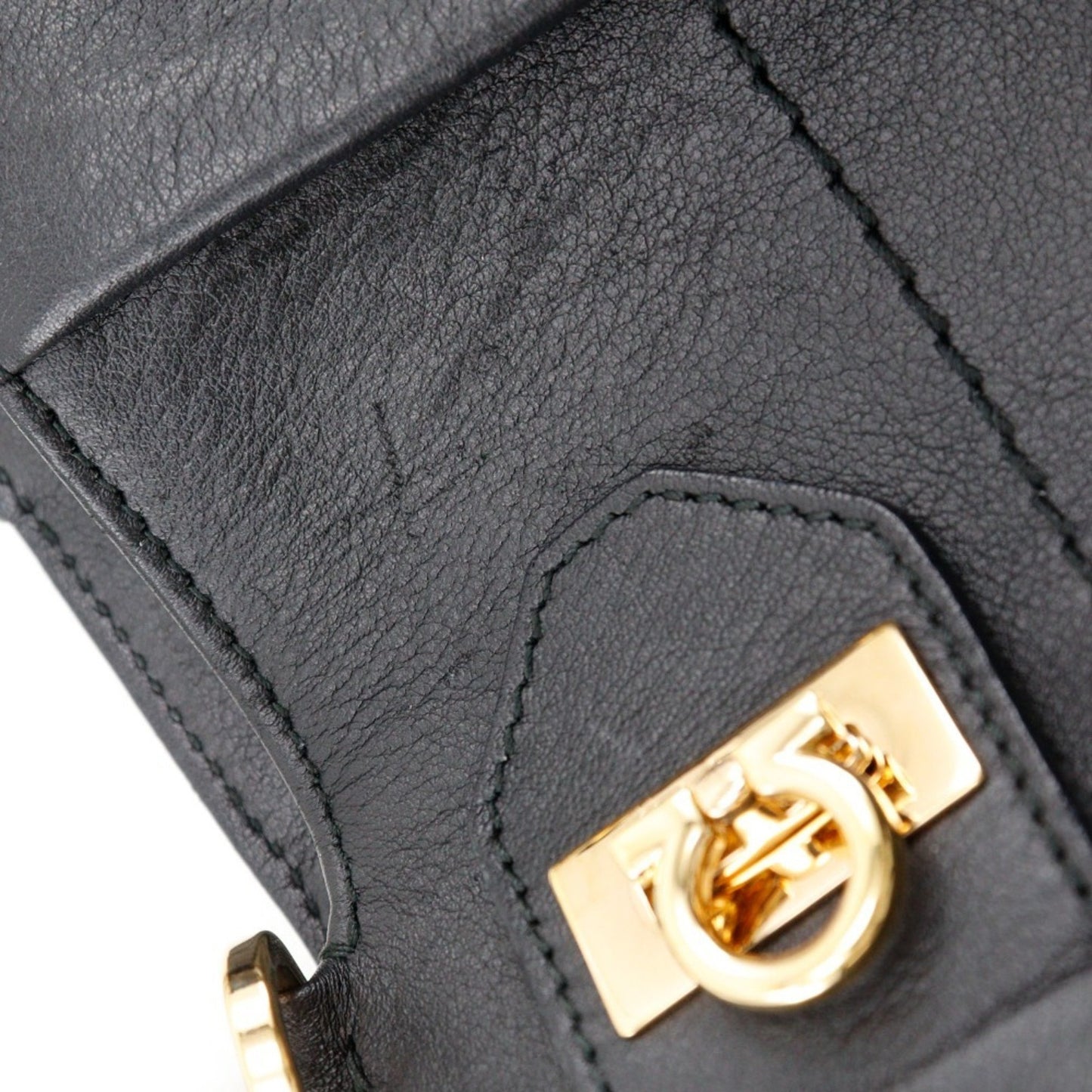Salvatore Ferragamo Gancini, Black, Leather, handbag
